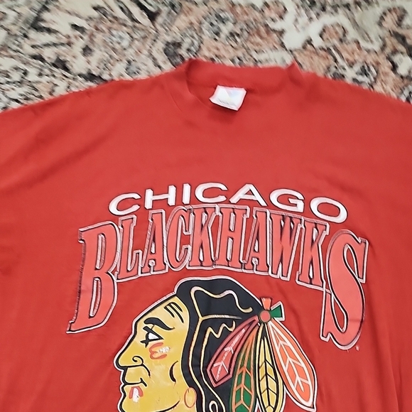 Vintage Chicago Blackhawks 1991 Red Short Sleeve Tee Nhl - Picture 4 of 8